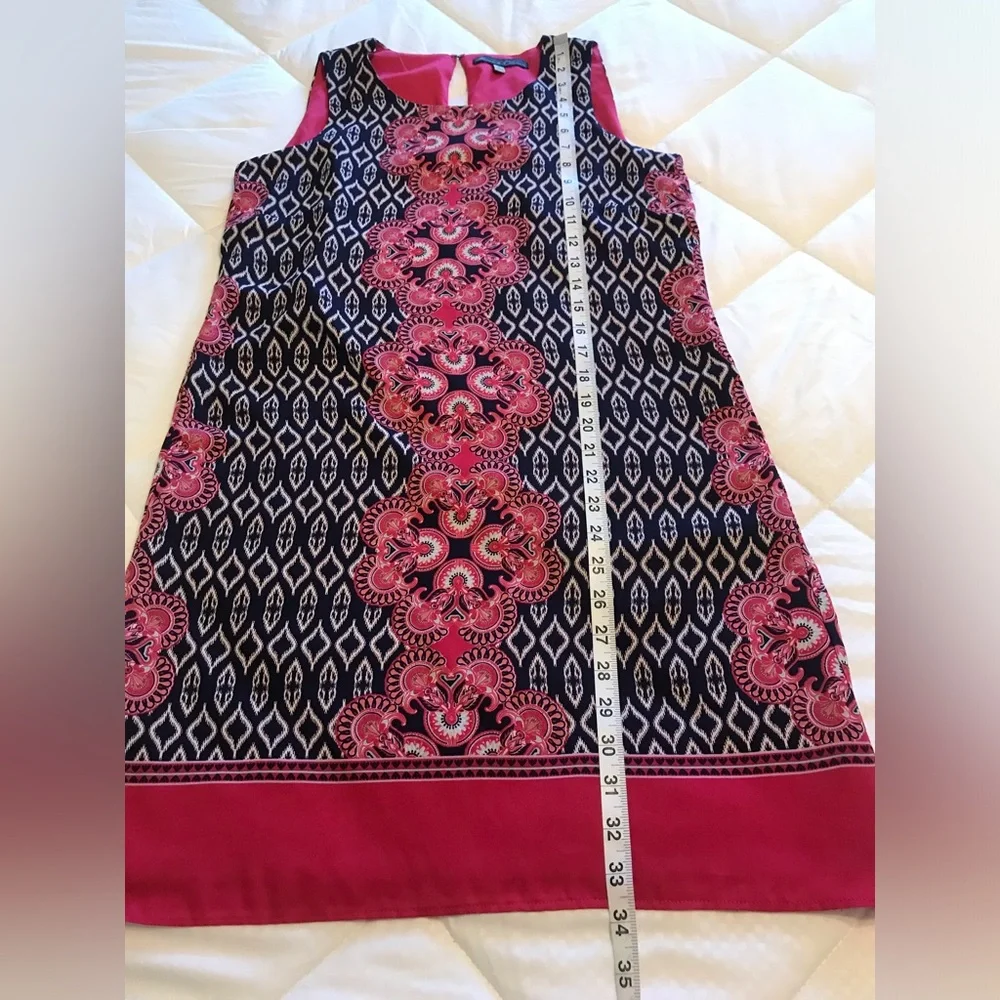 Rose + Olive Pink and Blue Ikat Print Summer Dress. - Picture 5 of 8